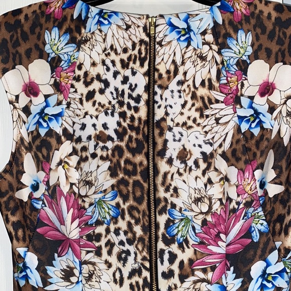 Thalia Sodi Brown Leopard Floral Print Scuba Midi Sheath Dress - Picture 9 of 14